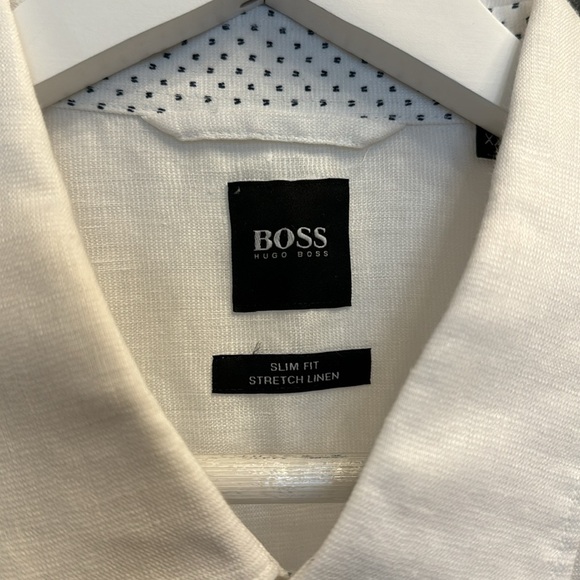 BOSS MENS SLIM FIT STRETCH LINEN BUTTON DOWN SHIRT SIZE XXL AS NEW - Picture 14 of 17